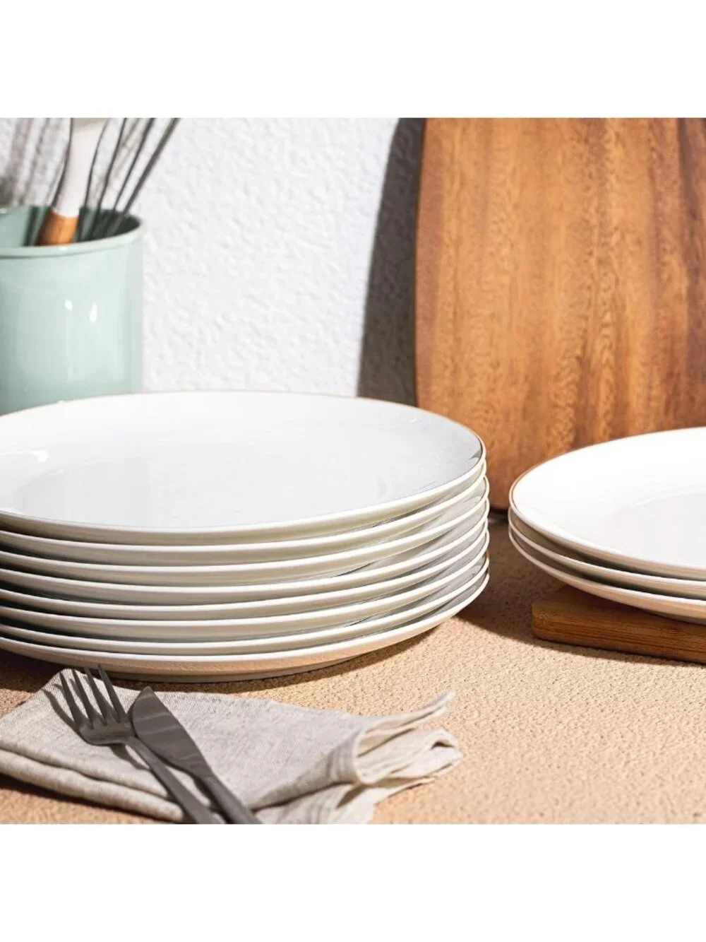 Elegant White Porcelain Dinner Plates Set of 12 - 10.5